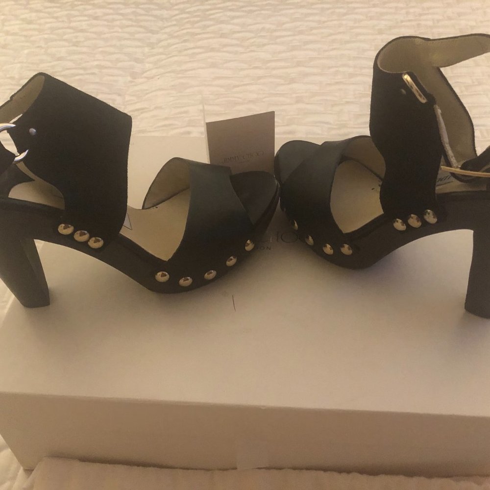 JIMMY CHOO Suede Studded Accents Slingback Sandals- PURCHASED AT SAKS FIFTH AVE